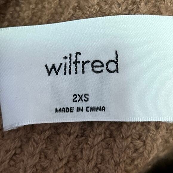 Aritzia Wilfred Brown Rib Knit Turtleneck Long Sleeve Pullover Sweater Top 2XS - Picture 3 of 4